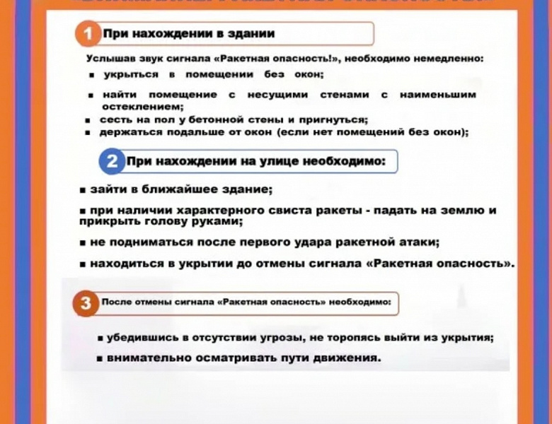 Памятки по порядку действий при получении предупредительных сигналов «ВНИМАНИЕ ВСЕМ», «РАКЕТНАЯ ОПАСНОСТЬ» и «БЕСПИЛОТНАЯ ОПАСНОСТЬ»